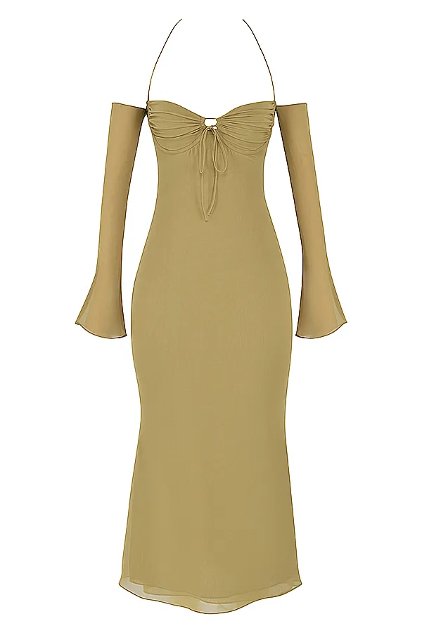House Of CB NaomiOlive Halter Midi Dress 8211 SALE Olive Women Bodycon Dresses