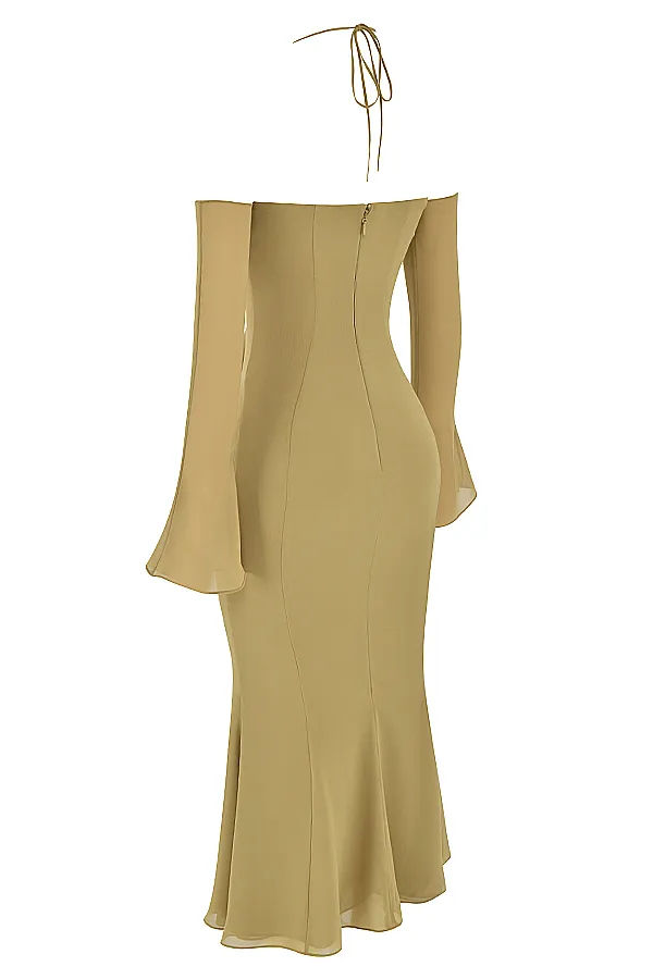 House Of CB NaomiOlive Halter Midi Dress 8211 SALE Olive Women Bodycon Dresses