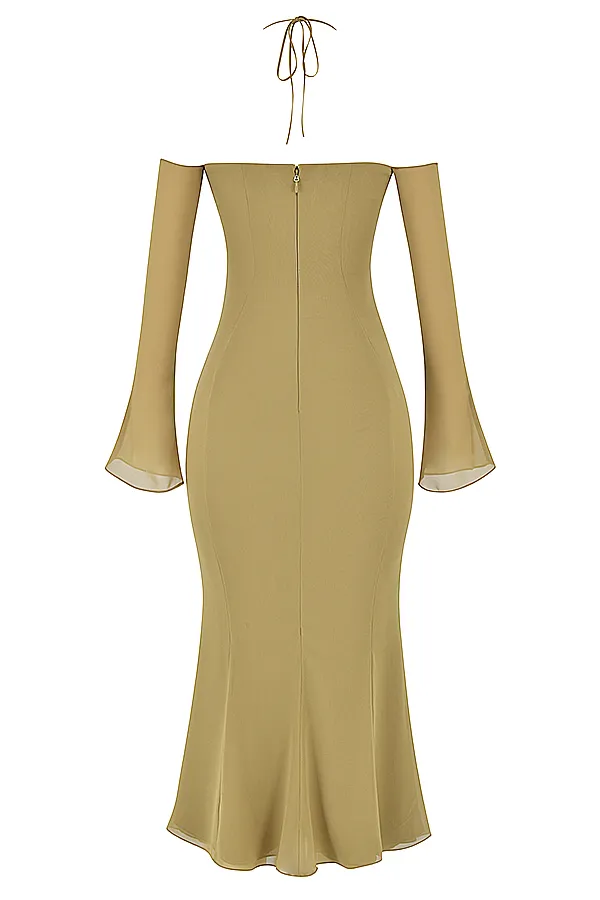 House Of CB NaomiOlive Halter Midi Dress 8211 SALE Olive Women Bodycon Dresses
