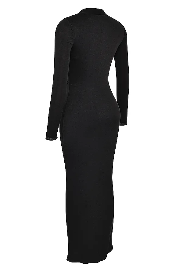 House Of CB SaskiaBlack Draped Maxi Dress 8211 SALE Black Women Bodycon Dresses