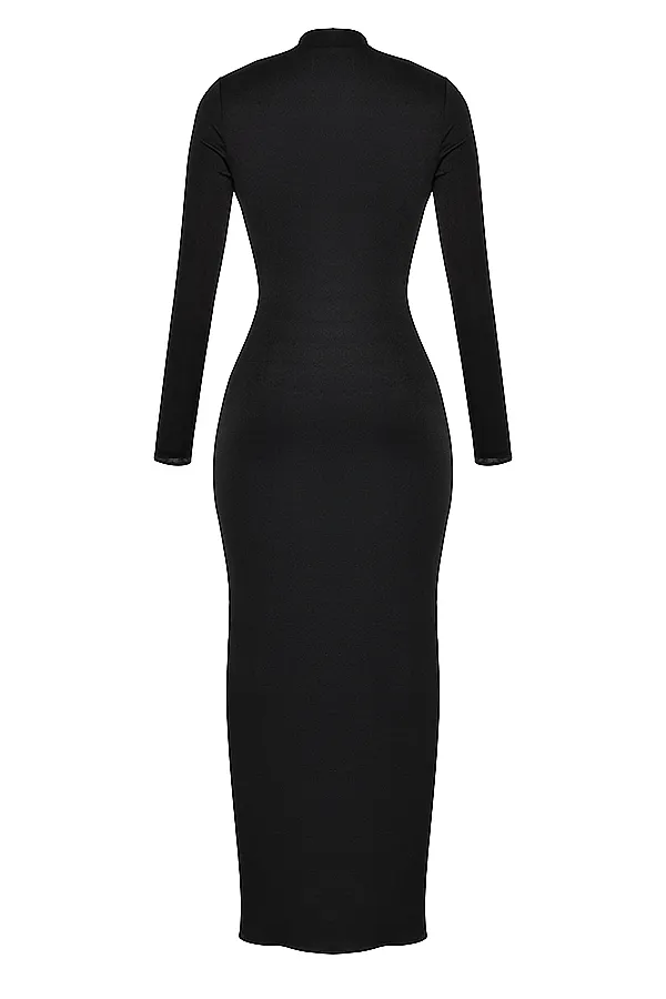 House Of CB SaskiaBlack Draped Maxi Dress 8211 SALE Black Women Bodycon Dresses