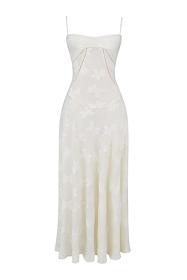 House Of CB SerenVintage Cream Floral Lace Back Maxi Dress Vintage Women Maxi Dresses