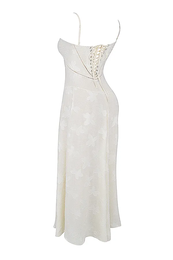 House Of CB SerenVintage Cream Floral Lace Back Maxi Dress Vintage Women Maxi Dresses