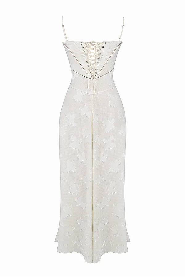 House Of CB SerenVintage Cream Floral Lace Back Maxi Dress Vintage Women Maxi Dresses