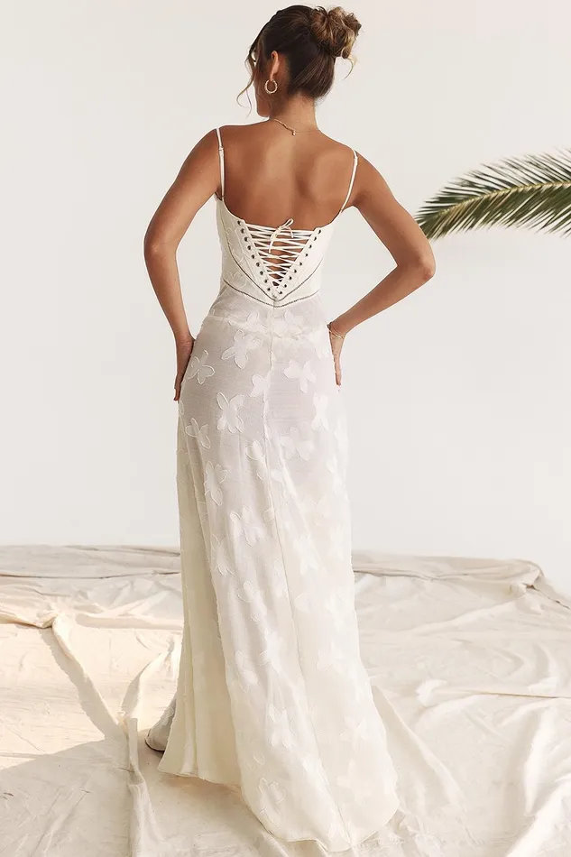 House Of CB SerenVintage Cream Floral Lace Back Maxi Dress Vintage Women Maxi Dresses