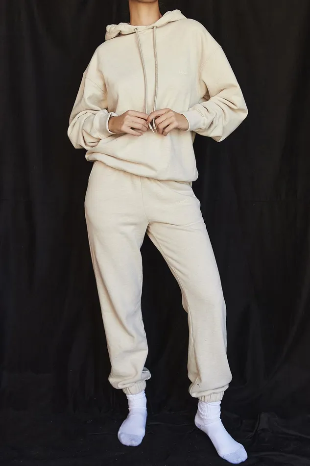 House Of CB SkyOatmeal Fleece Back Jogging Trouser Oatmeal Women Trousers