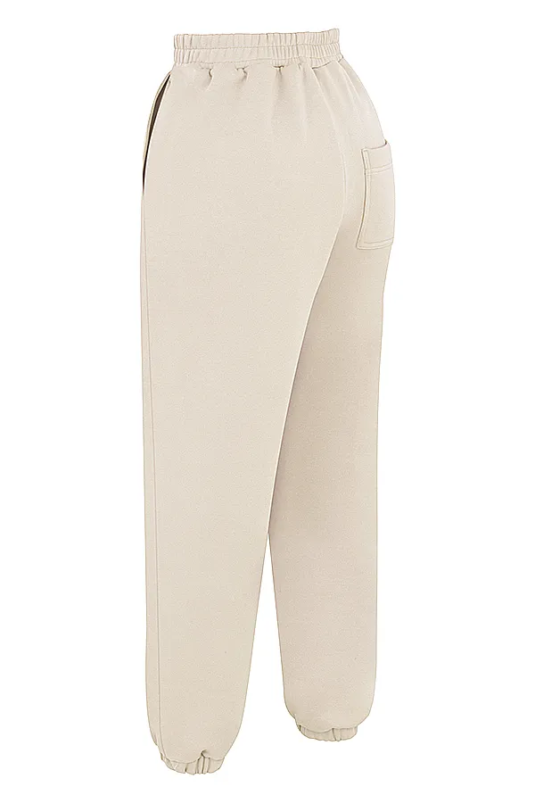 House Of CB SkyOatmeal Fleece Back Jogging Trouser Oatmeal Women Trousers