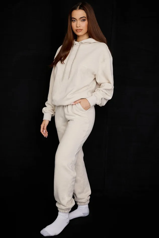 House Of CB SkyOatmeal Fleece Back Jogging Trouser Oatmeal Women Trousers