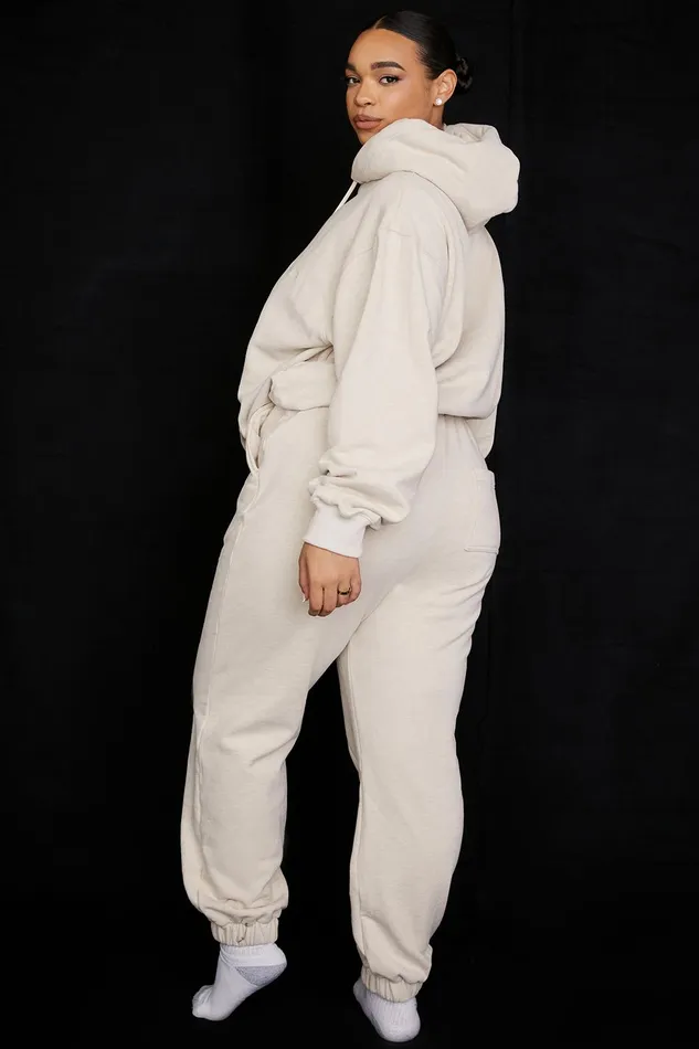 House Of CB SkyOatmeal Fleece Back Jogging Trouser Oatmeal Women Trousers