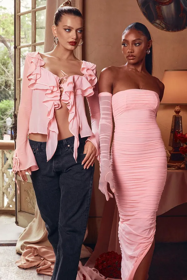 House Of CB SofiaFairy Pink Mesh Maxi Dress 8211 SALE Fairy Women Bodycon Dresses