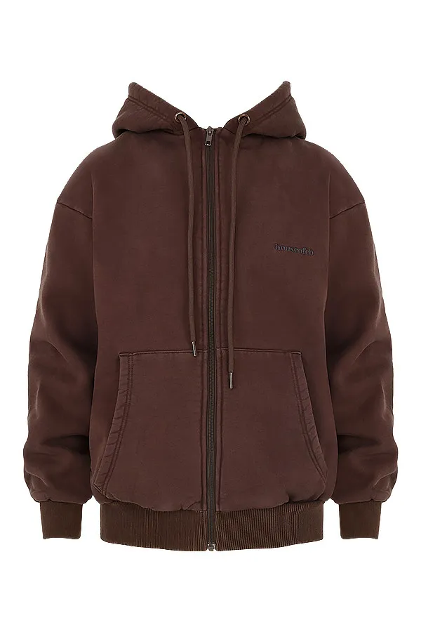 House Of CB StormChocolate Zip Through Hoodie Chocolate Women Outerwear