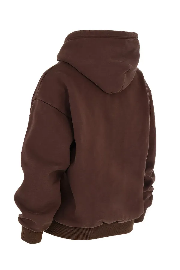 House Of CB StormChocolate Zip Through Hoodie Chocolate Women Outerwear