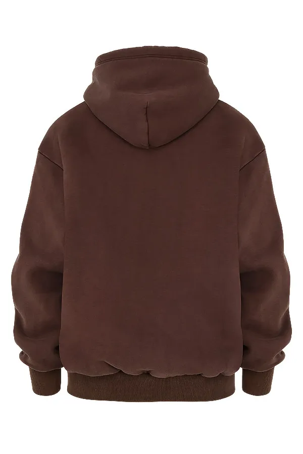 House Of CB StormChocolate Zip Through Hoodie Chocolate Women Outerwear