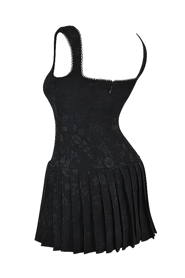 House Of CB TaliaBlack Pleated Mini Dress Black Women Corset Dresses