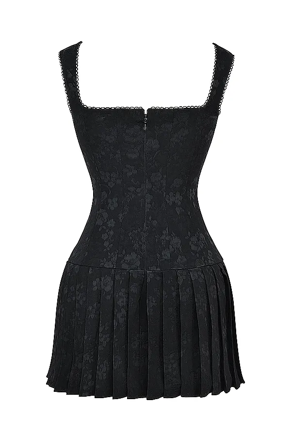 House Of CB TaliaBlack Pleated Mini Dress Black Women Corset Dresses