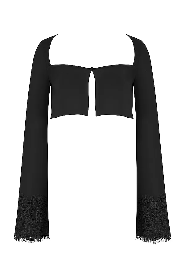 House Of CB TaraBlack Georgette Cropped Top 8211 SALE Black Women Tops