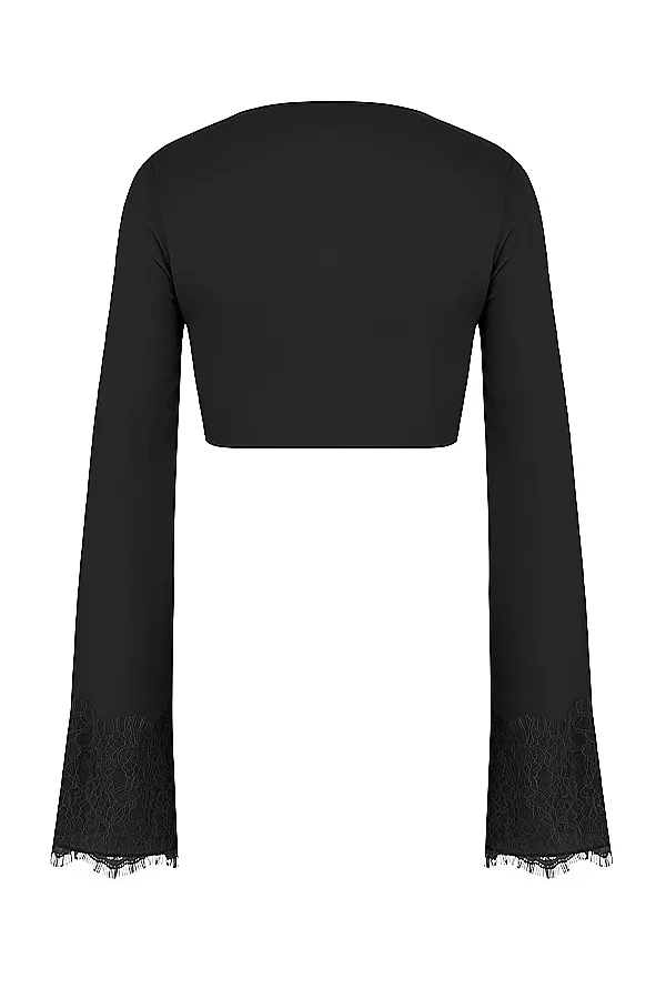 House Of CB TaraBlack Georgette Cropped Top 8211 SALE Black Women Tops