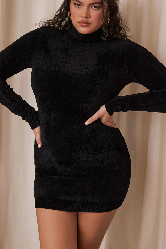 House Of CB TayaCharcoal Chenille Mini Dress 8211 SALE Charcoal Women Bodycon Dresses
