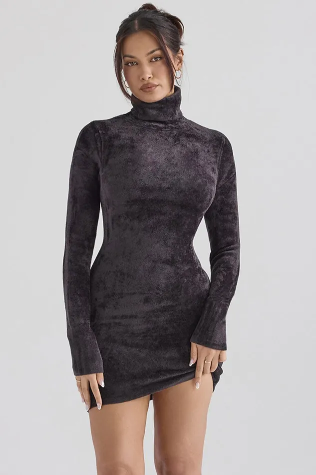 House Of CB TayaCharcoal Chenille Mini Dress 8211 SALE Charcoal Women Bodycon Dresses