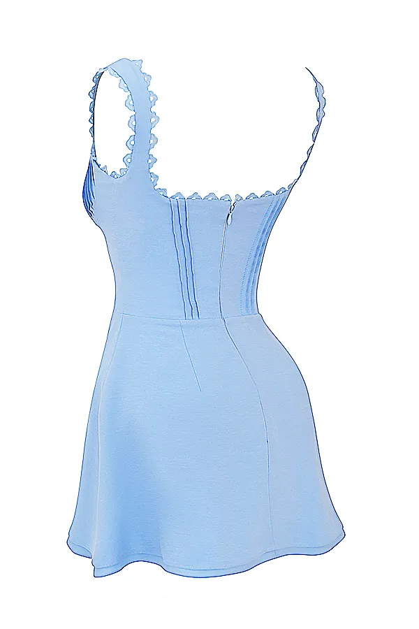 House Of CB TillyBlue Pin Tuck Mini Dress Blue Women Corset Dresses