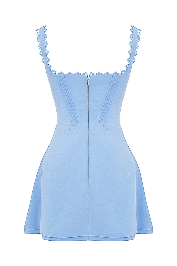 House Of CB TillyBlue Pin Tuck Mini Dress Blue Women Corset Dresses