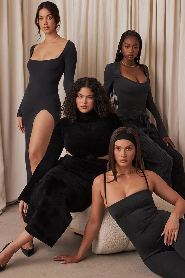 House Of CB TolaniCharcoal Cashmere Knit Maxi Dress 8211 SALE Charcoal Women Bodycon Dresses
