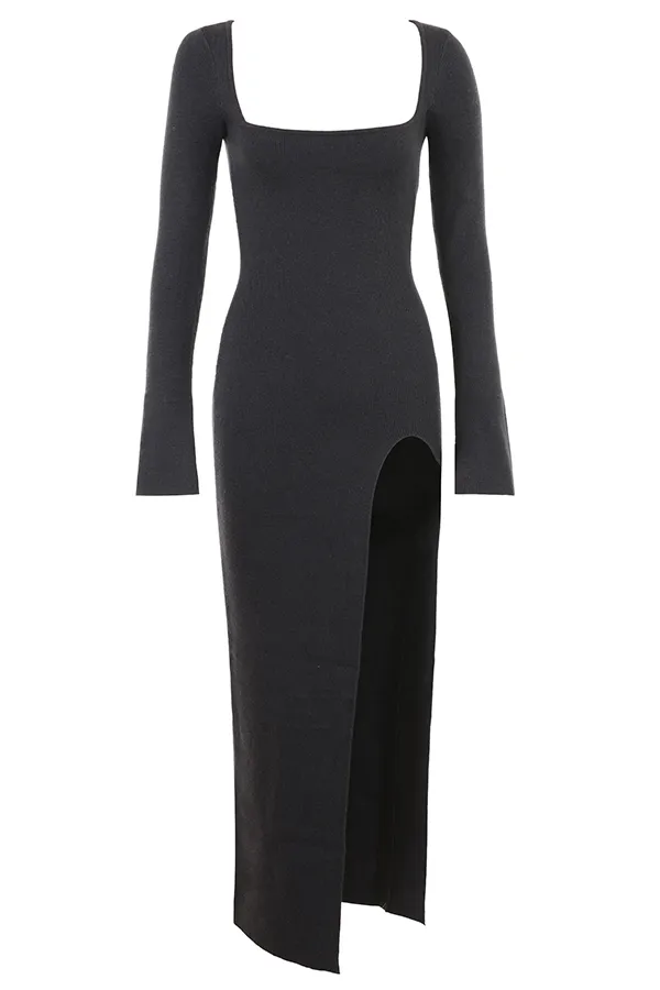 House Of CB TolaniCharcoal Cashmere Knit Maxi Dress 8211 SALE Charcoal Women Bodycon Dresses