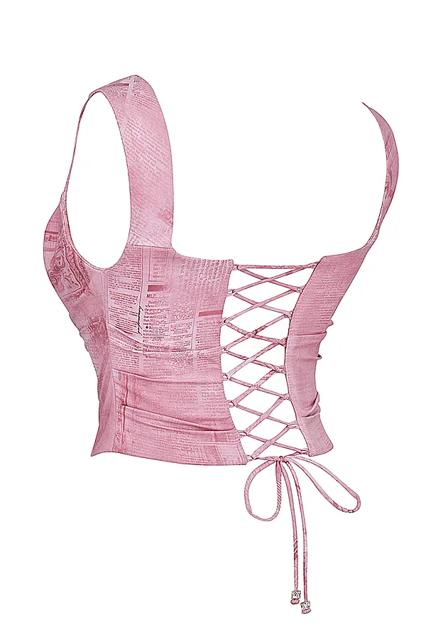 House Of CB UnaPink Print Corset Pink Women Tops