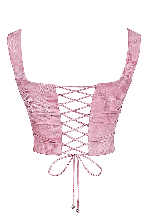 House Of CB UnaPink Print Corset Pink Women Tops