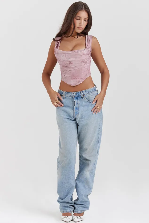 House Of CB UnaPink Print Corset Pink Women Tops