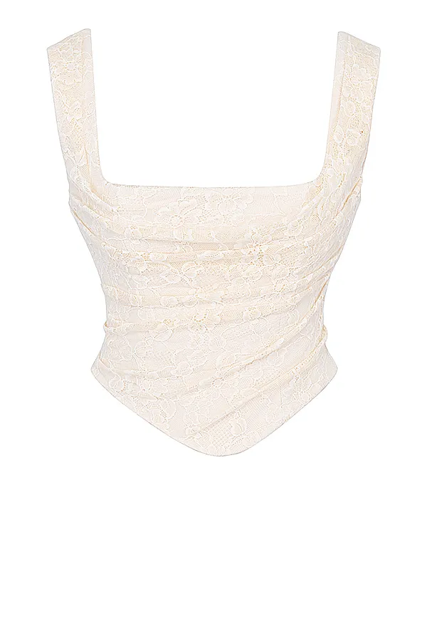 House Of CB UnaVintage Cream Lace Corset Vintage Women Tops