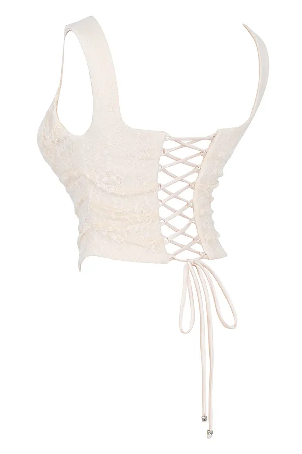 House Of CB UnaVintage Cream Lace Corset Vintage Women Tops