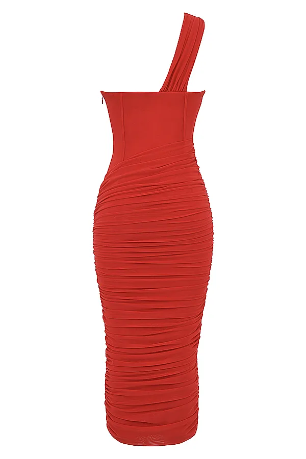 House Of CB ValentinaScarlet Asymmetric Cutout Midi Dress 8211 SALE Scarlet Women Bodycon Dresses
