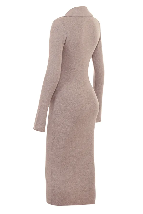 House Of CB YvetteBeige Cashmere Knit Midi Dress 8211 SALE Beige Women Midi Dresses