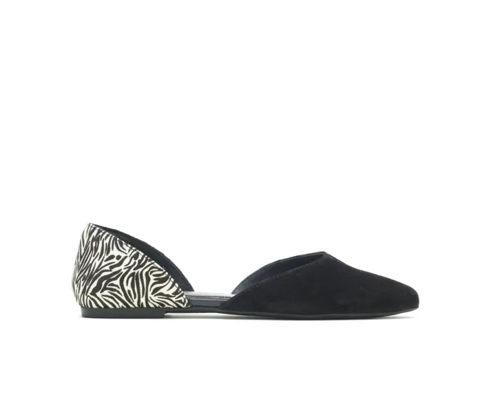 Hush Puppies Flats and SlipOns Women Sadie D039Orsay Black Suedezebra