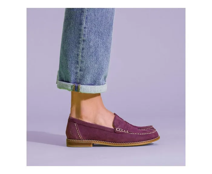 Hush Puppies Flats and SlipOns Women Wren Loafer Violet Suede