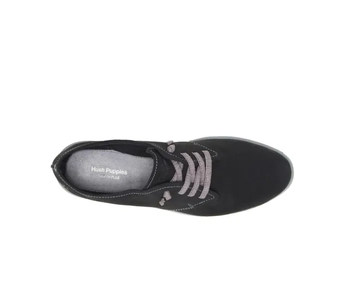 Hush Puppies Sneakers Women Everyday Lace Up Black Nubuck