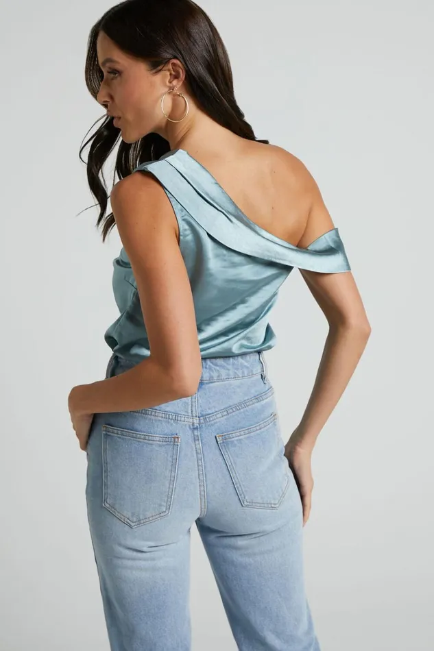 Indah Top 8211 Draped Off Shoulder Top In Sage Women Showpo Curve Clothes
