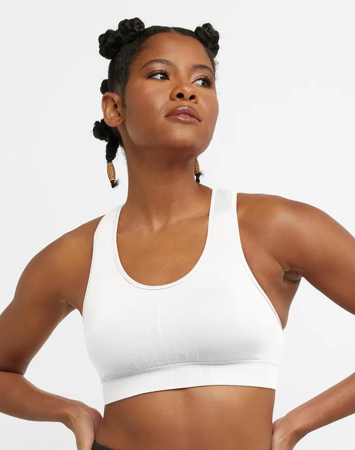 Infinity Racerback Bra C Logo White Women Champion Sports Bras and Bralettes