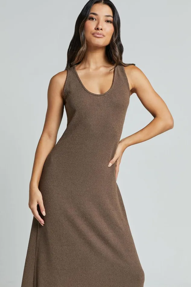 Ivi Midi Dress 8211 Scoop Neck Slip Dress In Chocolate Women Showpo Maternity Clothes