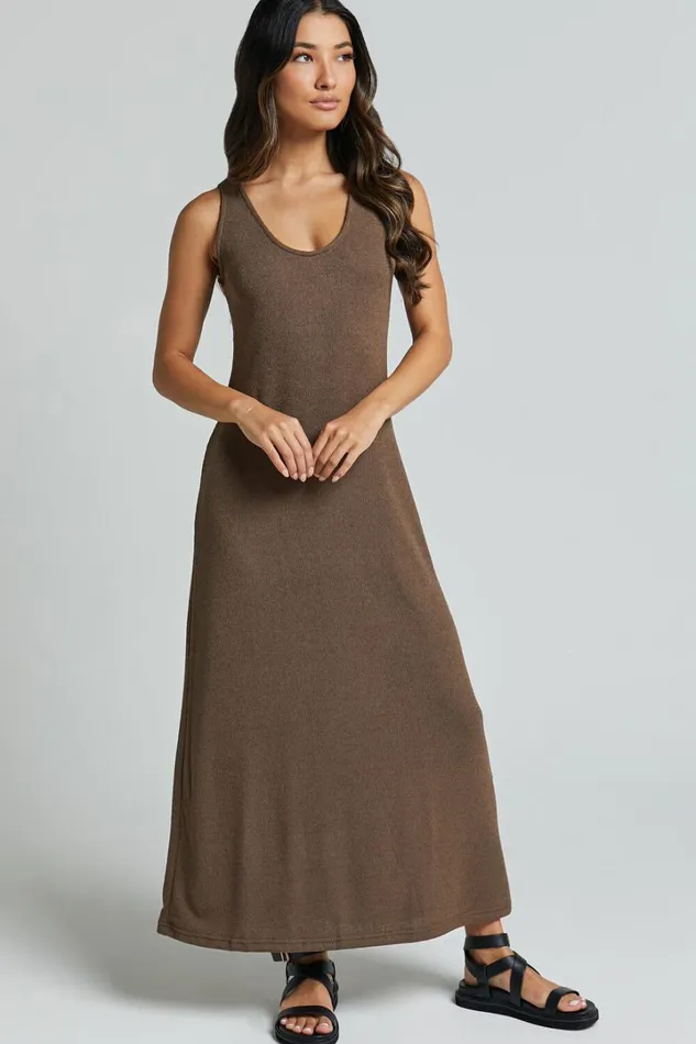 Ivi Midi Dress 8211 Scoop Neck Slip Dress In Chocolate Women Showpo Maternity Clothes
