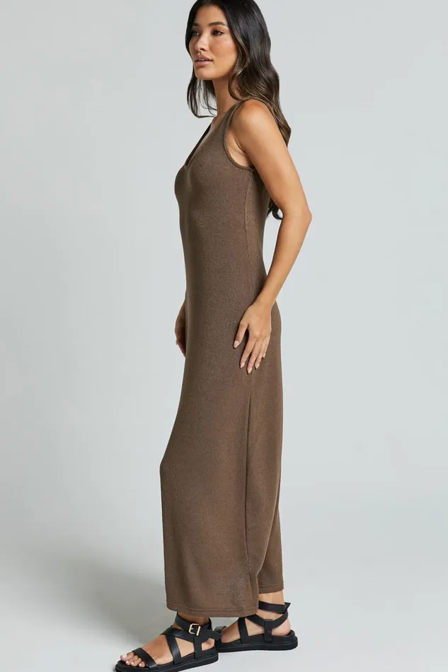 Ivi Midi Dress 8211 Scoop Neck Slip Dress In Chocolate Women Showpo Maternity Clothes