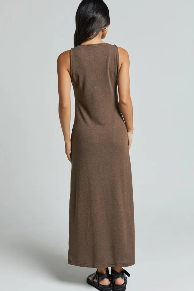 Ivi Midi Dress 8211 Scoop Neck Slip Dress In Chocolate Women Showpo Maternity Clothes