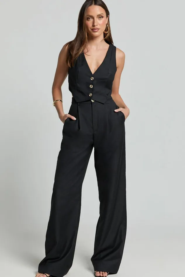 Izara Trousers 8211 Mid Rise Relaxed Straight Leg Tailored Trousers In Black Women Showpo Pants Izara Trousers 8211 Mid Rise Relaxed Straight Leg Tailored Trousers In Black Women Showpo Pants