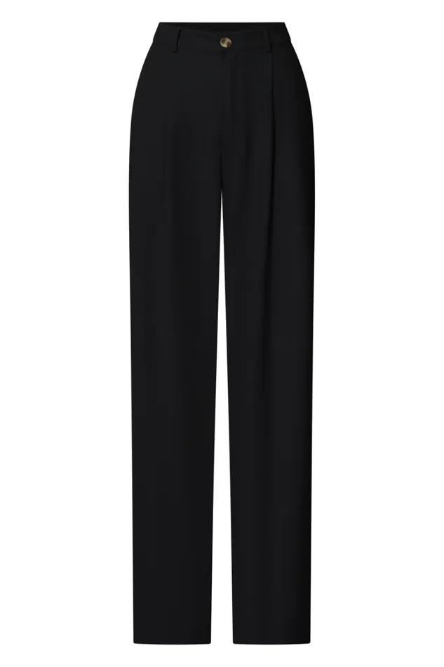 Izara Trousers 8211 Mid Rise Relaxed Straight Leg Tailored Trousers In Black Women Showpo Pants