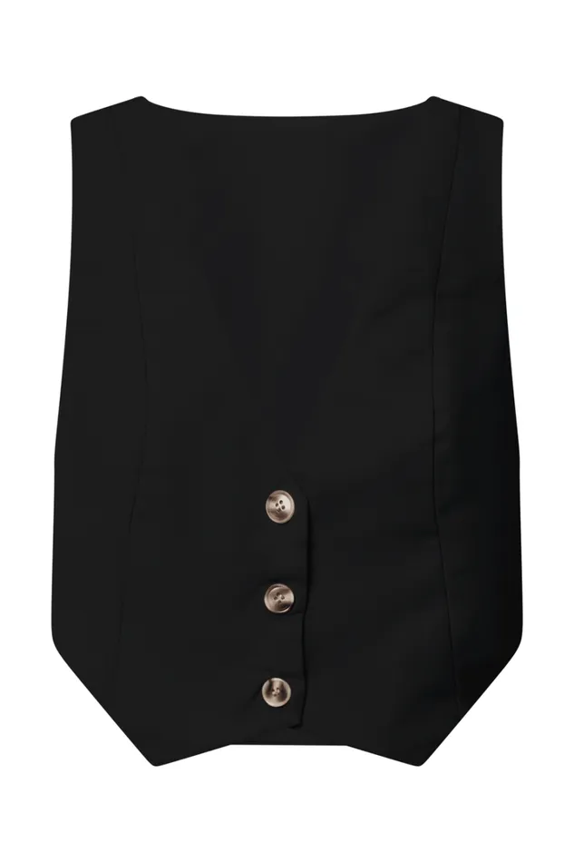 Izara Vest 8211 V Neck Button Up Cropped Vest In Black Women Showpo Curve Clothes