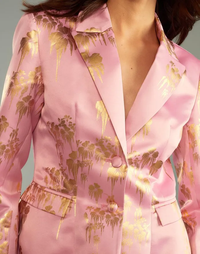 Jackets and Coats Women Cynthia Rowley Dripping In Gold Fitted Blazer