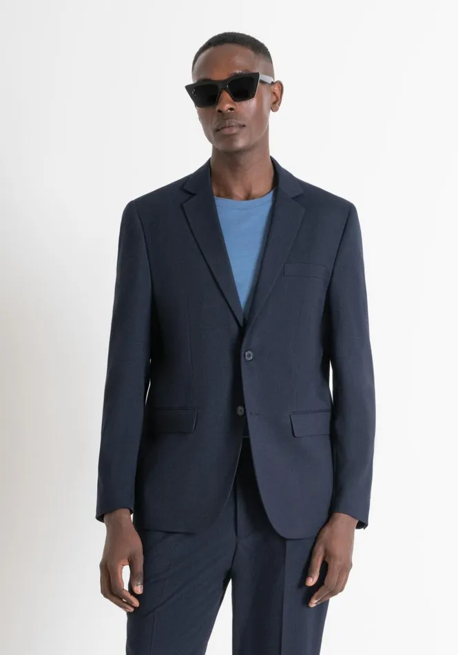 Jackets And Gilet Men Antony Morato Regular Fit Micro Weave Pattern 034Cora034 Jacket In Elastic Viscose Blue Ink Jackets And Gilet Men Antony Morato Regular Fit Micro Weave Pattern 034Cora034 Jacket In Elastic Viscose Blue Ink