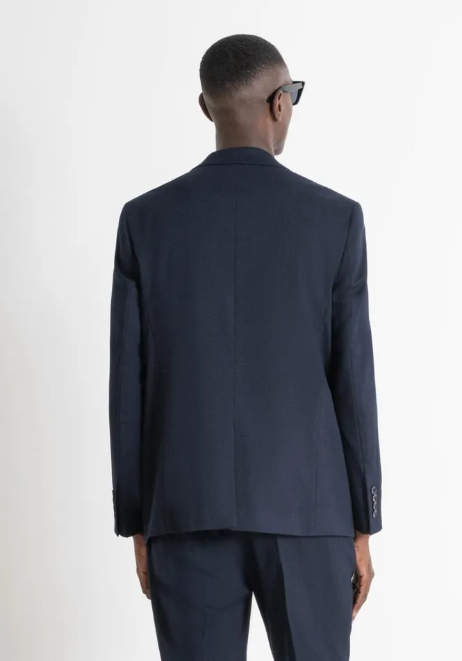 Jackets And Gilet Men Antony Morato Regular Fit Micro Weave Pattern 034Cora034 Jacket In Elastic Viscose Blue Ink