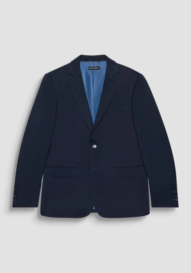 Jackets And Gilet Men Antony Morato Regular Fit Micro Weave Pattern 034Cora034 Jacket In Elastic Viscose Blue Ink